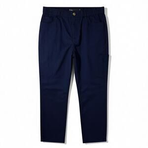 Denim & Co Navy Cargo Pants Elastic Waist High Rise Easywear Twill S